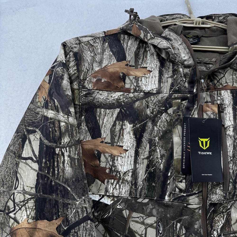 TideWe Jacket Mens 2XL Brown Camo INSULATED Softshell Hooded Waterproof Hunting - Picture 9 of 14